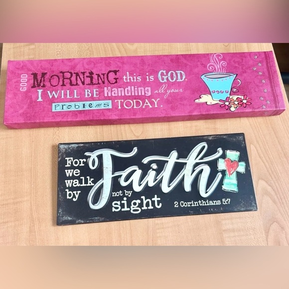Pictures lot of 2 wall hangings Christian sayings decor - Picture 1 of 4